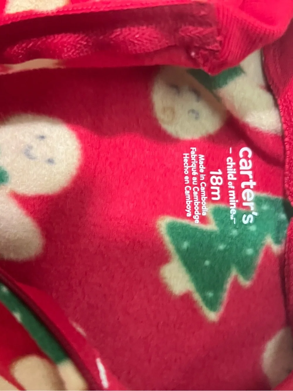 Carter's Red Gingerbread & Tree Print Footed One-Piece